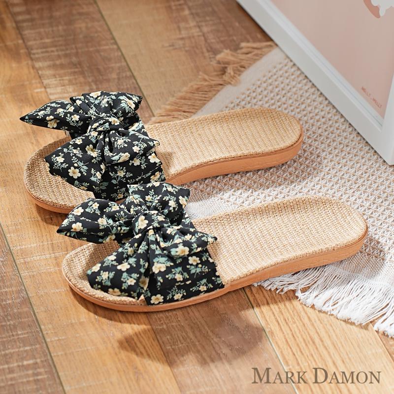 Damen Sommer Leinen Schleife Hausschuhe - Vielseitige Indoor & Outdoor Weichsohle 2025 Edition