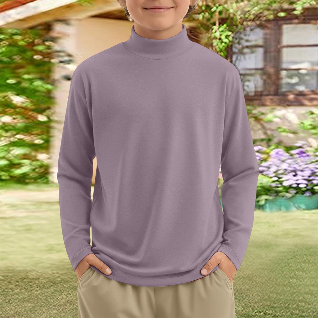 Boy And Girls Color Long Sleeved T-shirt Round Neck Color T-shirt