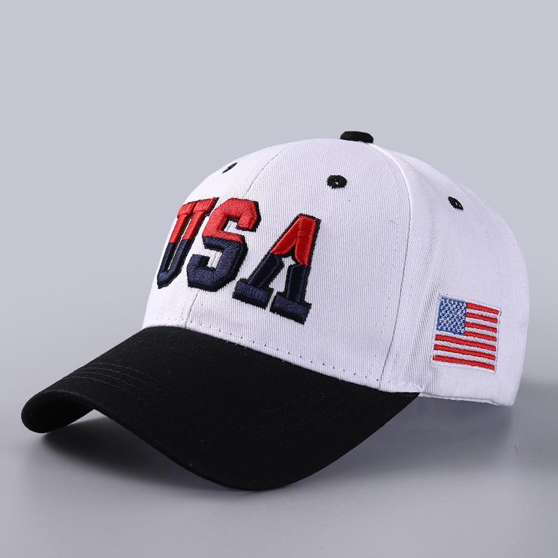 Hat Large Embroidered Cotton American Flag Baseball Cap Classic USA Curved Brim Cap Batch