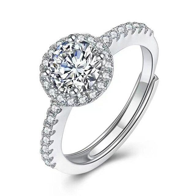 ANENJERY Anello nuziale rotondo a forma di cuore con zirconi da un carato scintillante per donna, anello aperto classico e delicato bague anillo