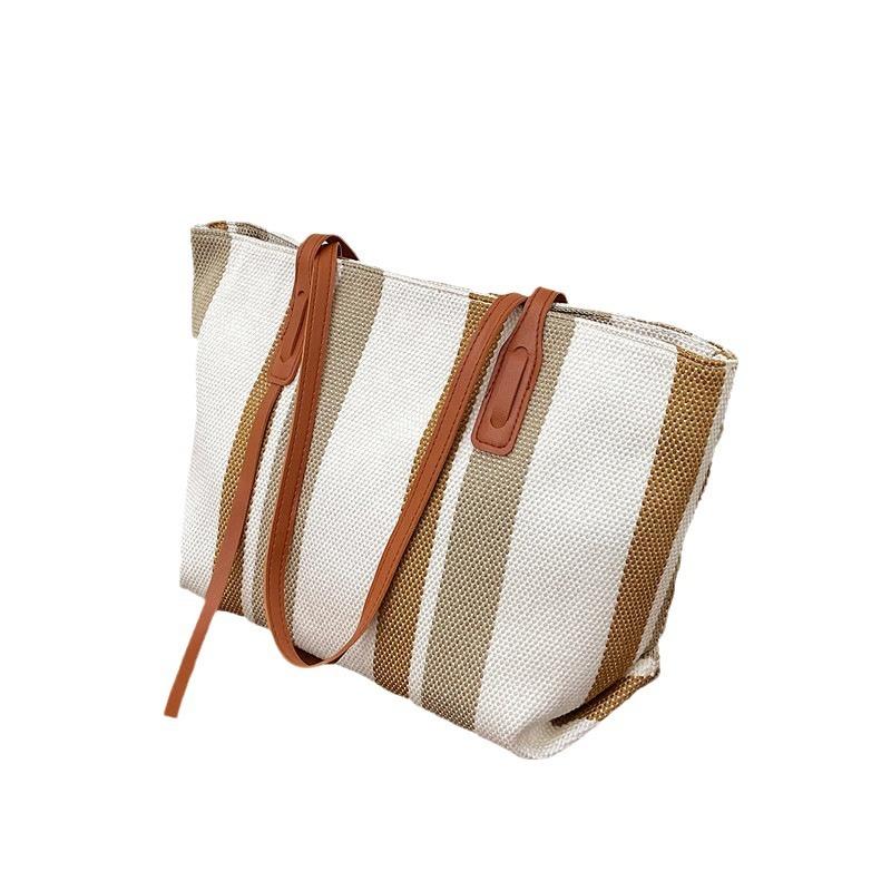 New large-capacity women's shoulder bag handbag simple vertical stripe casual fashion tote bag