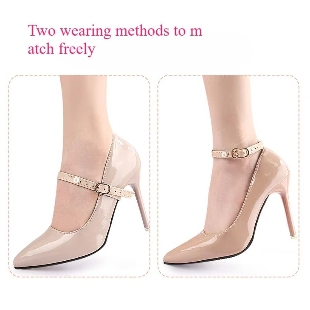 1 par justerbara skosnören för kvinnor, anti-loss, anti-fall, hälremmar, bälte, högklackade skor, band