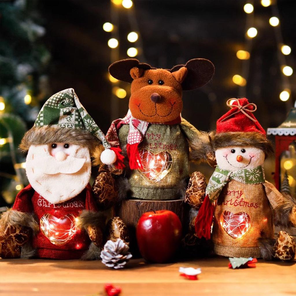 Christmas Gift Bags Zipper Design,Reusable 2025 New 3D Christmas Doll Gift Bags, Santa Snowman Deer Shaped Apple Candy Bags