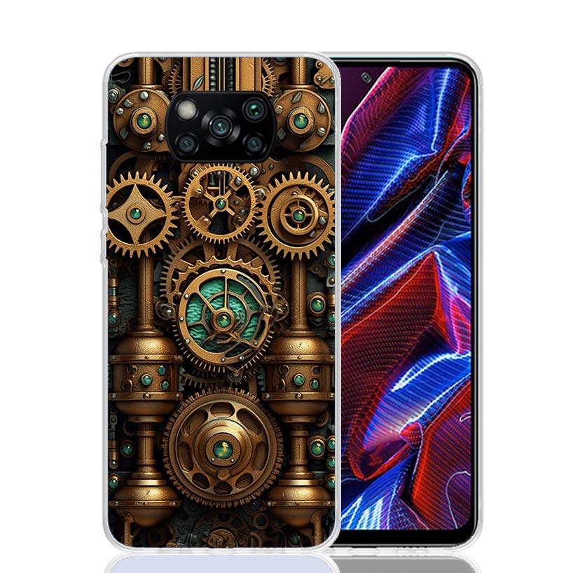 Steampunk Gear Mechanical Case Phone Cover for Xiaomi Redmi Note 10 9 9S 8 8T 7 5 Pro Mi 12T 11T 10T 9T 12 11 Lite A3 A2 Trend F