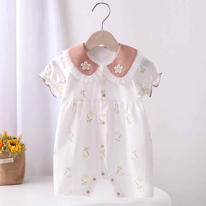 Infant And Children'S Clothing Baby Romper For Summer Short-Sleeved Romper For Girls Baby Home Wear Lightweight For Going Out