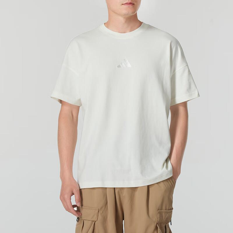 Adidas Round Neck Solid Color Casual Short Sleeve T-Shirt Men Tops Han-Jade-White IY6597