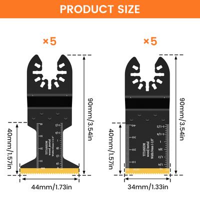 10/12 Pcs Titanium Plated Oscillating Saw Blade Clear Marking High Hardness Multi Tools Blade Kit With Gasket for Cutting Metal