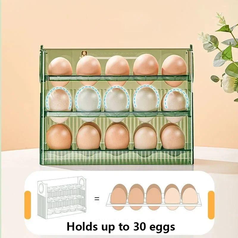 30 Slot Egg Storage Box PET Material Refrigerator Side Door Organizer Kitchen Egg Holder Space Saving Easy Access Design