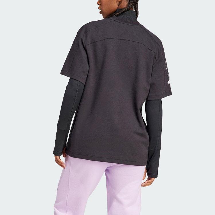 adidas X Stella Mccartney Co-Branded Solid Color Logo Loose Round Neck Short Sleeve T-Shirt Women Tops Black IB6854