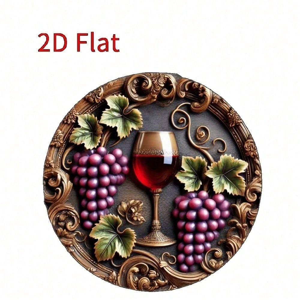 Vintage Metal Poster Wine Grapes Wall Art Red Vine Leaves Home Decor Garden