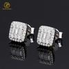 925 Silver Jewelry Mens Iced Out Earrings 14k White Gold Hiphop Screwback Cushion Cluster VVS Moissanite Stud Earrings