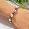 Brass Leaf Flower Square Crystal Zircon Pearl Bracelet Commuting Temperament Beautiful Popular Bracelet