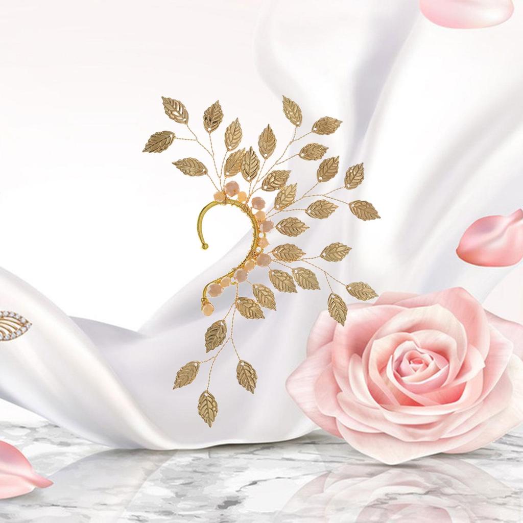 Ear Cuff Cartilage Earring Designed with Floral Green System Style Clip on Wrap for