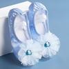 Blue Satin Girls' Ballet Dance Shoes - Soft Sole, No-Tie, Ice Princess Style