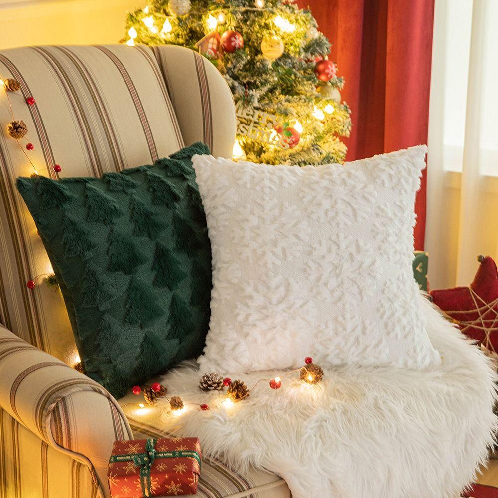 

3D Pattern Christmas Plush Pillowcase Soft Cushion Cover Comfortable Pillow Case Throw Pillow