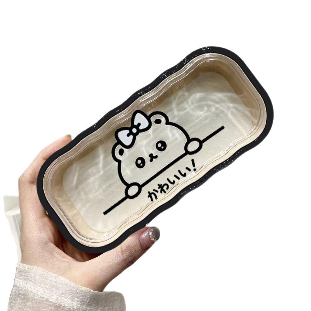 Minimalist Floral Bow Wavy Eyeglass Case,Creative Personalized Glasses Storage Box, Butterfly Kitty Eyewear Holder For Students
