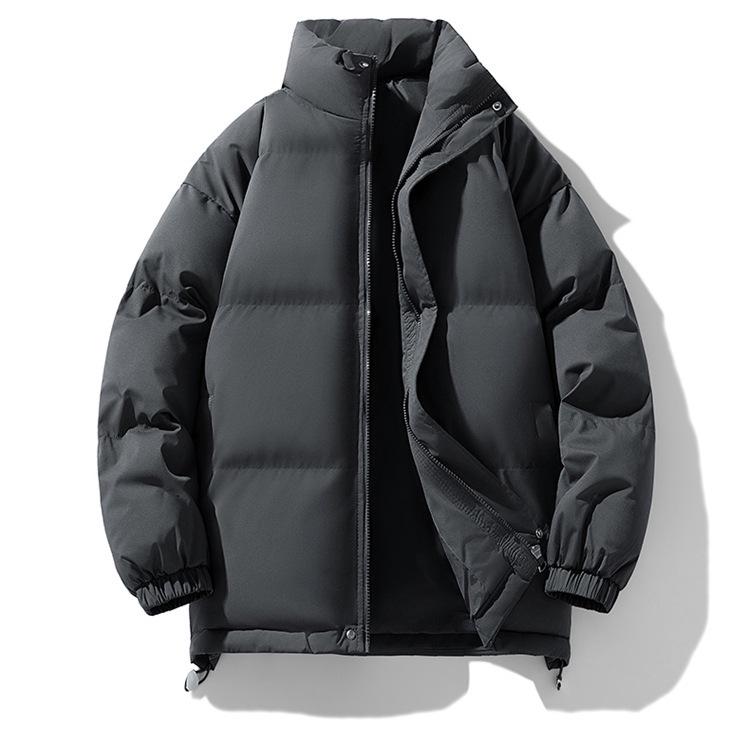 Herren Winter Stehkragen Baumwolljacke: Lockere, trendige, vielseitige Oberbekleidung für Paare - Einfarbiger Brotanzug