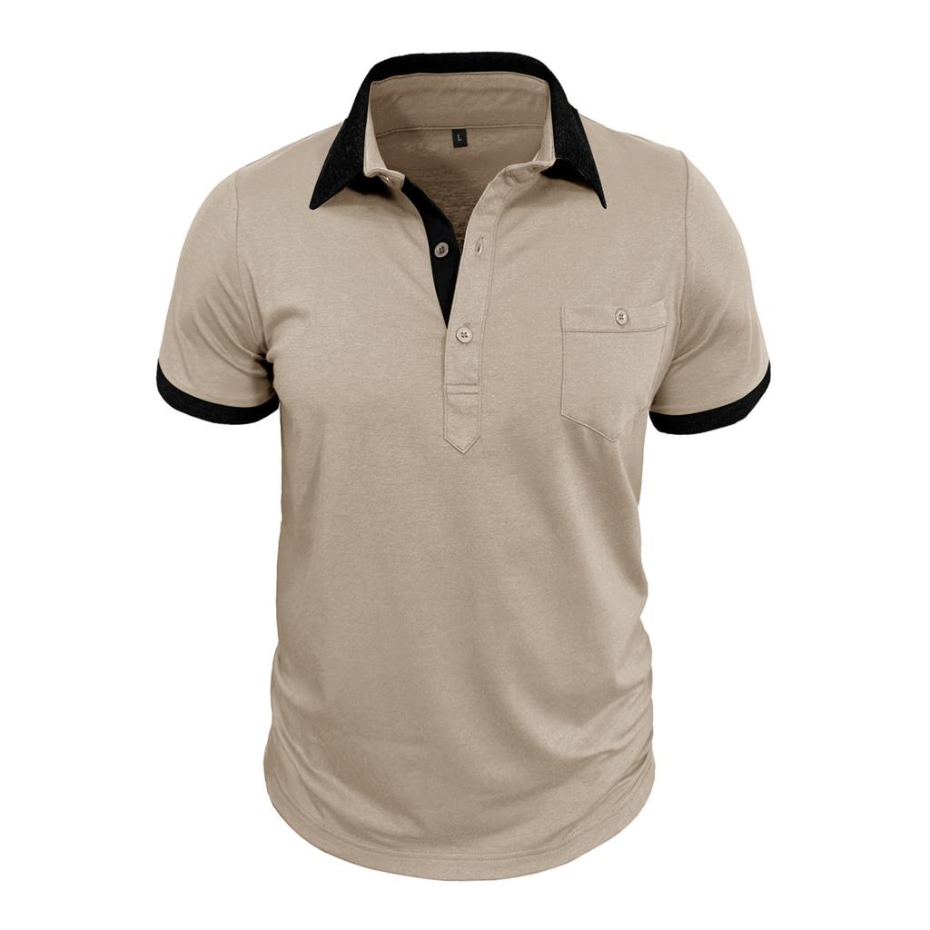 Men's Short Sleeve Polo Shirt Color Block Collar Button Up T-Shirt Daily Streetwear Business Casual Polos