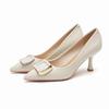 5-Pointed Thin Heel Square Buckle Shoes Women's New Sexy High Heels Women's Professional Commuter Work Shoes