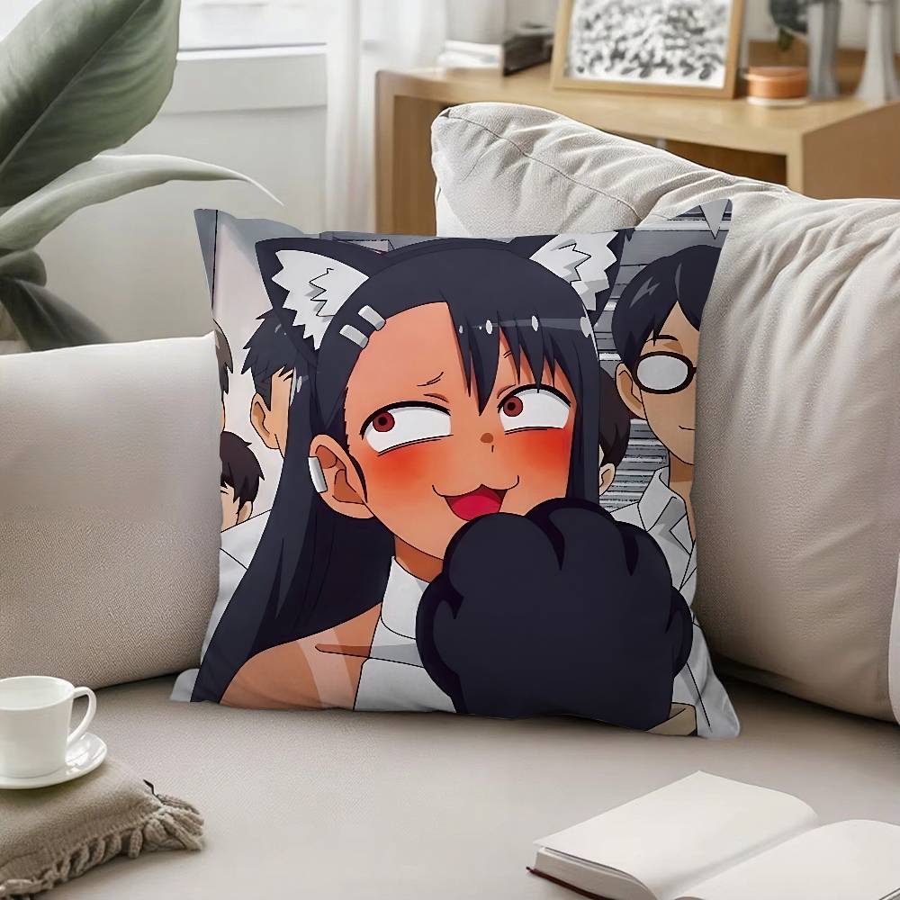 Cute H-Hayase Nagatoro Throw Pillow Covers Pattern Cushion Cover Suitable For Sofa Bedroom Car Pillow Cover