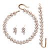 Luxurious Geometric Rhinestone Pearl Jewelry Set: Necklace, Bracelet, Earrings