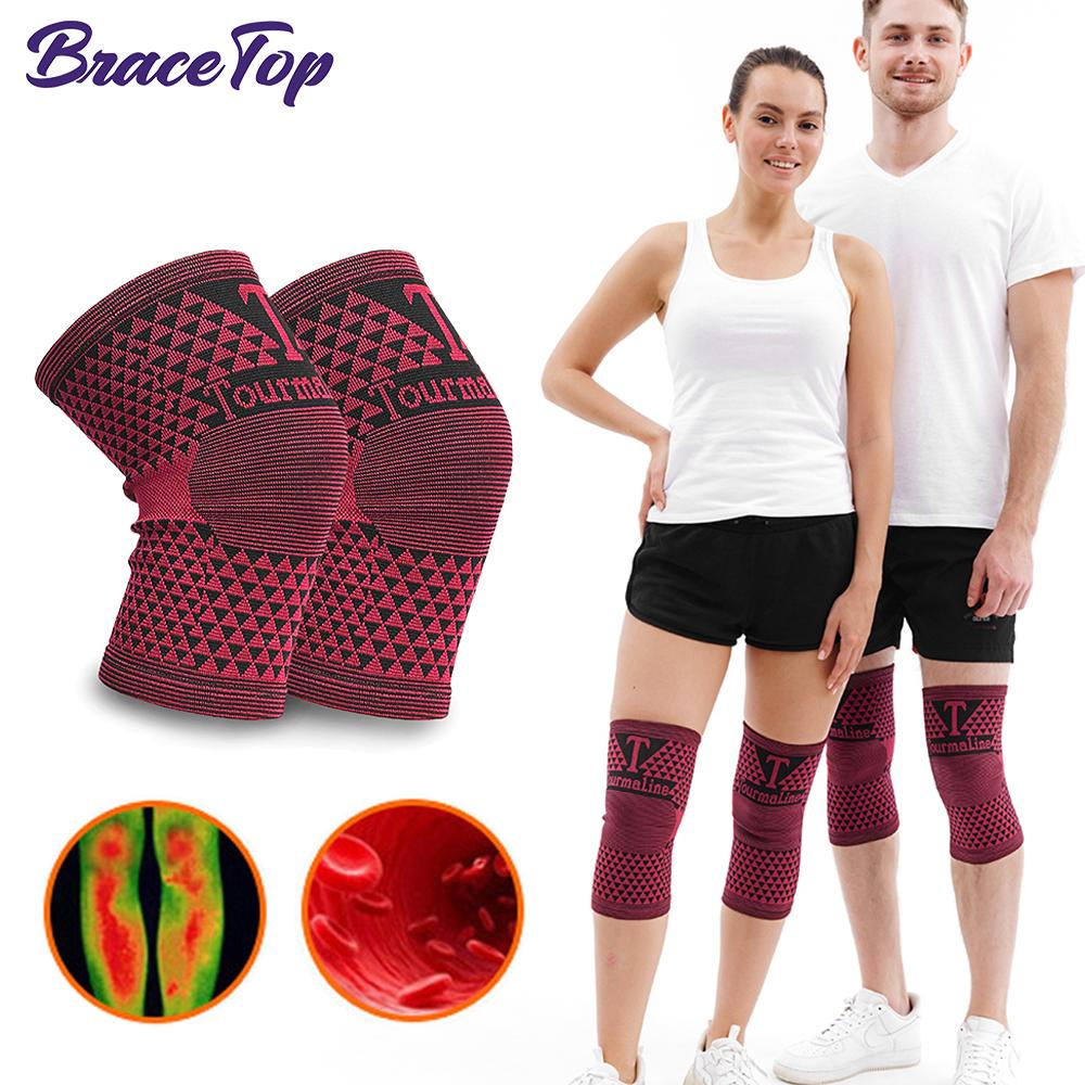 Bracetop 2Pcs Tourmaline Knee Pad Magnetic Therapy Knee Brace Support Far Infrared Health Leg Sleeve Relieve Arthritis Join Pain