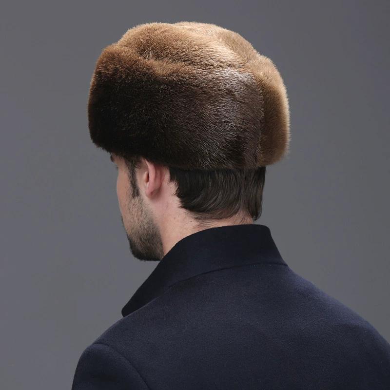 Mink hat male whole mink mink winter middle-aged and elderly warm landlord hat otter hat male winter mink hair