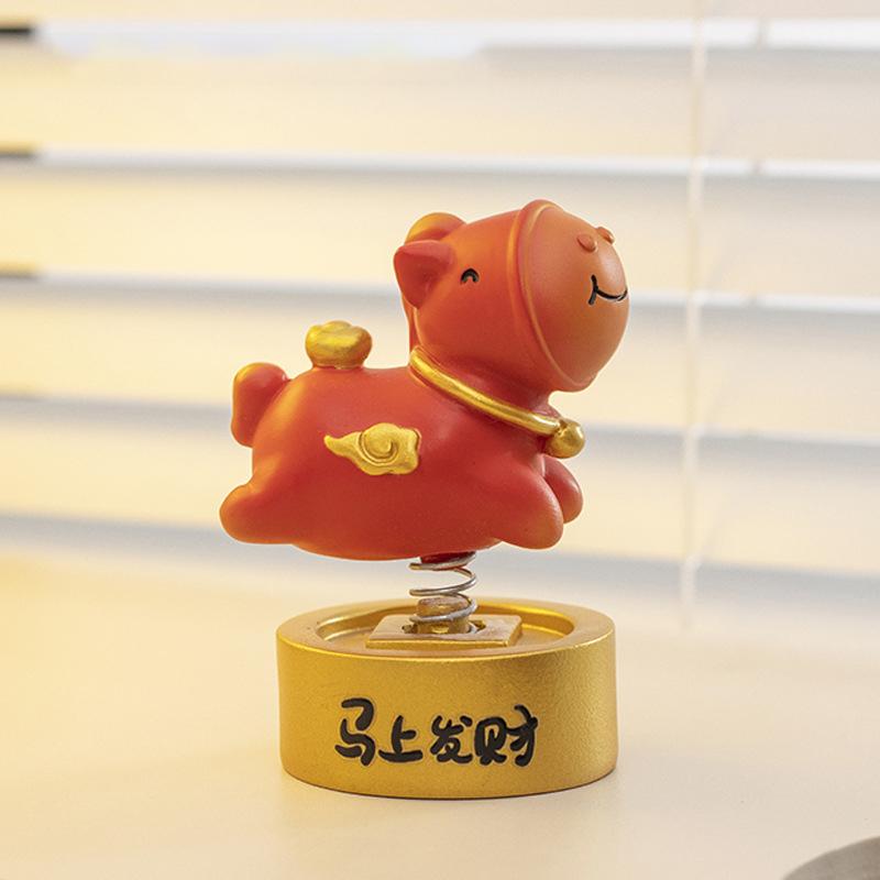 Creative Zodiac Horse Ornament Lucky Traditional Home Statue Ingot Can Be Rotated Home Decoration Office Desktop Decoration