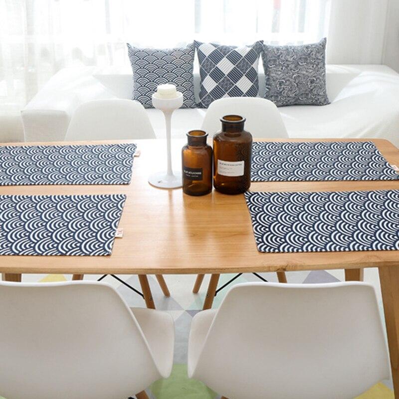 Waterproof Cotton And Linen Table Mat, Pattern Place Mat, Household Plate Mat, Water Coaster, Waterproof And Non-slip, Foldable.