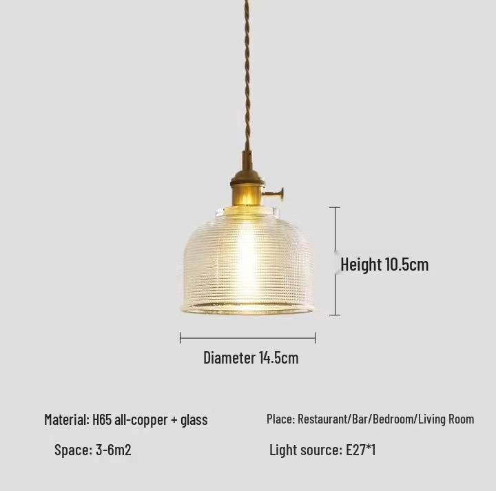 Französische Romantik Wabi-Sabi Kupfer-Pendelleuchte - Retro Japanisches Glas für Schlafzimmer, Balkon oder Flur