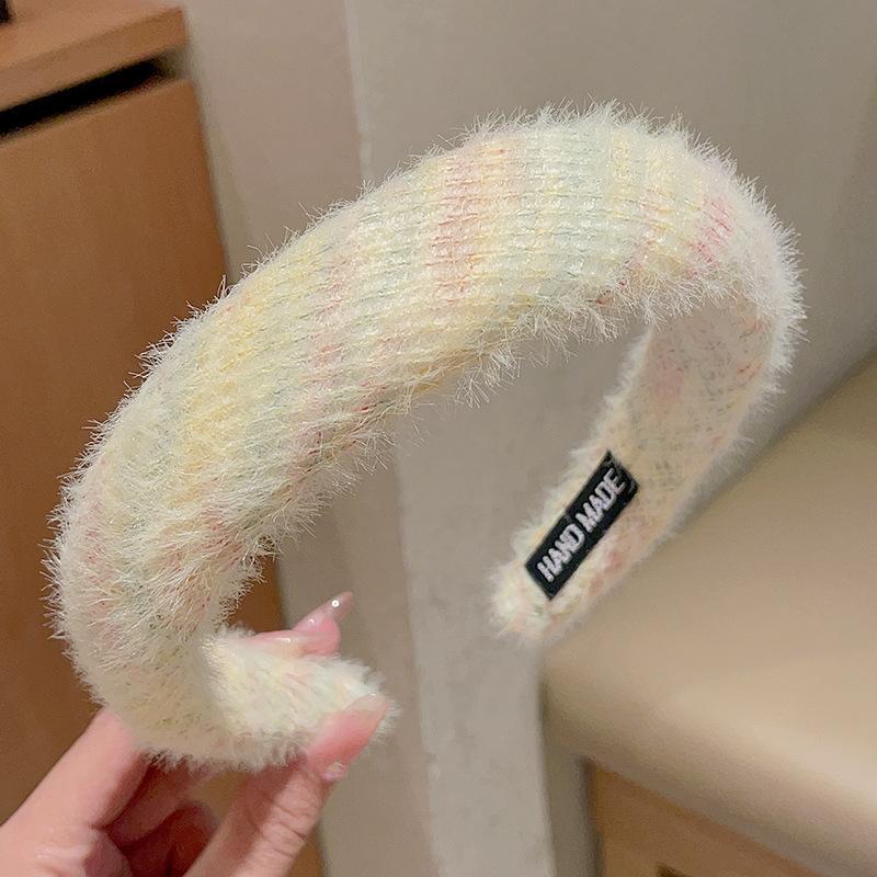 

Милые повязки на голову Сладкая шахматная клетка Цветные плюшевые аксессуары для волос жёлтый