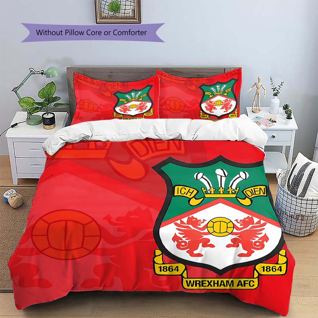 Wrexham Football Club LogoPattern Bedding,Quilt Set Quilt Cover Pillowcase Home Birthday Gift (1 * Duvet Cover + 2 * Pillowcase, Without Core)