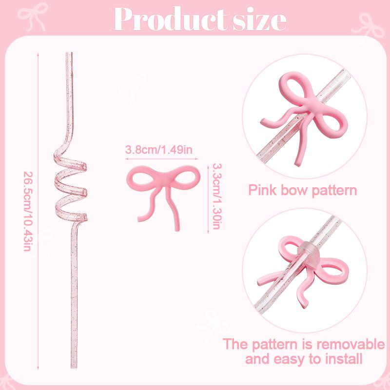 6/12Pcs Glitter Reusable Bow for Wedding Bridal Shower Decoration Kids Birthday Party Favors Supplies Milk Juice Drinking Straw