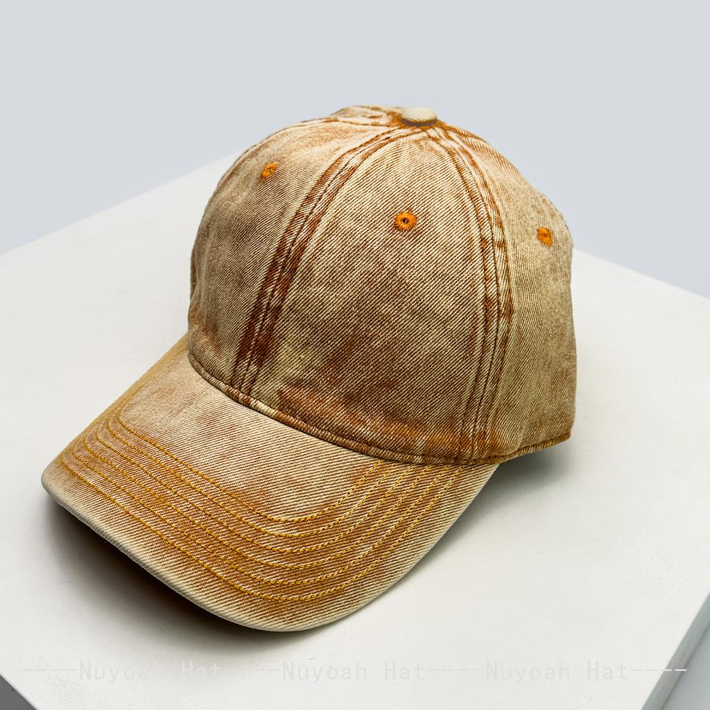 And Women Bandhnu Solid Color Distressed Baseball Caps Sun Protection Personalized All-Match Gradient Peaked Hats Minimalist Fashion Vintage Casual