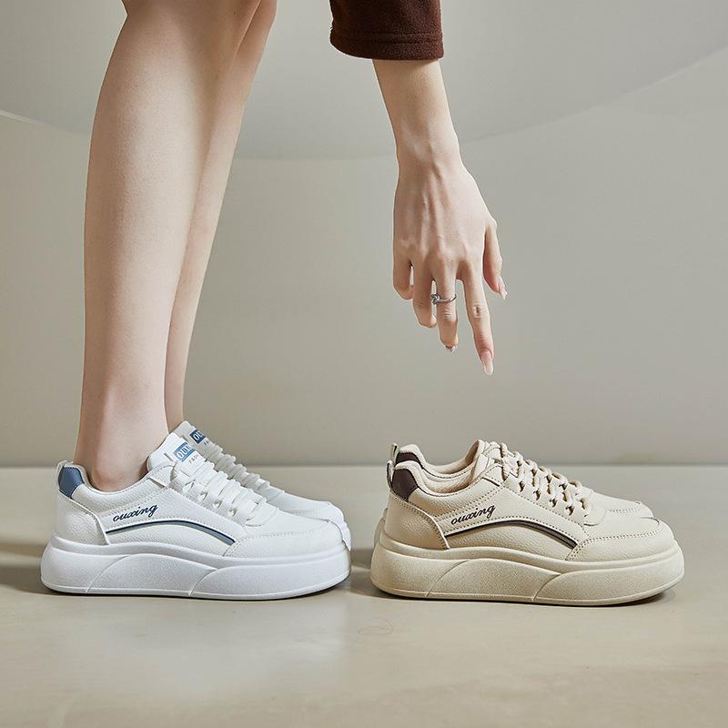 Spring White Shoes New Style of Female Students' Thick-soled High-rise Sports Shoes Casual Street Shot