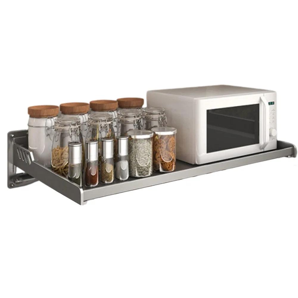 1 Set Kitchen Microwave Shelves 35*50cm/35*60cm Wall-Mounted Microwave Oven Shelf Rack Cooker Holder,Stainless Electric Pot Rack