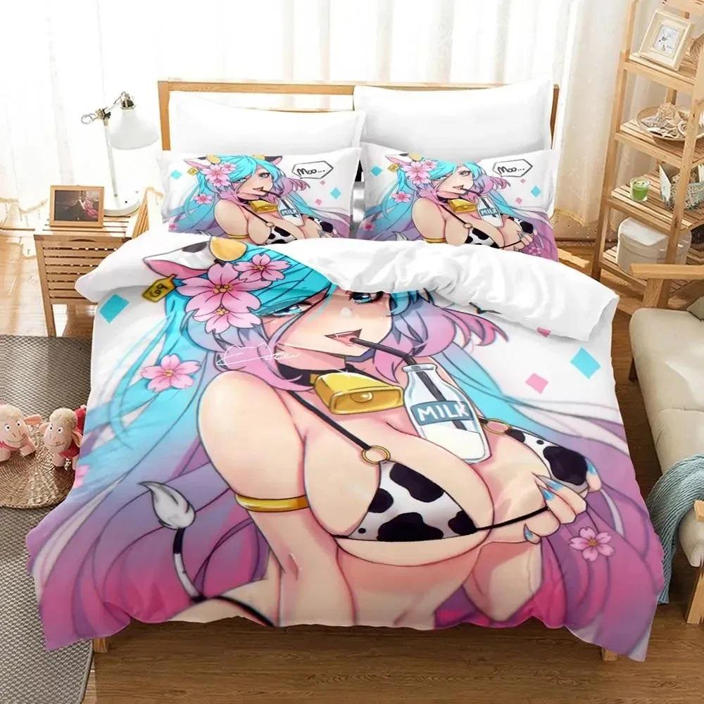 Anime Sexy Girls Silvervale Bedding Set Duvet Cover Bed Set Quilt Cover Pillowcase Comforter King Queen Size Boys Adult Bedding