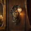 Warm Atmosphere Side Light Retro Gorgon Wall Lamp, Mythical Snake Hair Woman Resin Sculpture, Dark Style Garden Fixture Artistic Mounted for