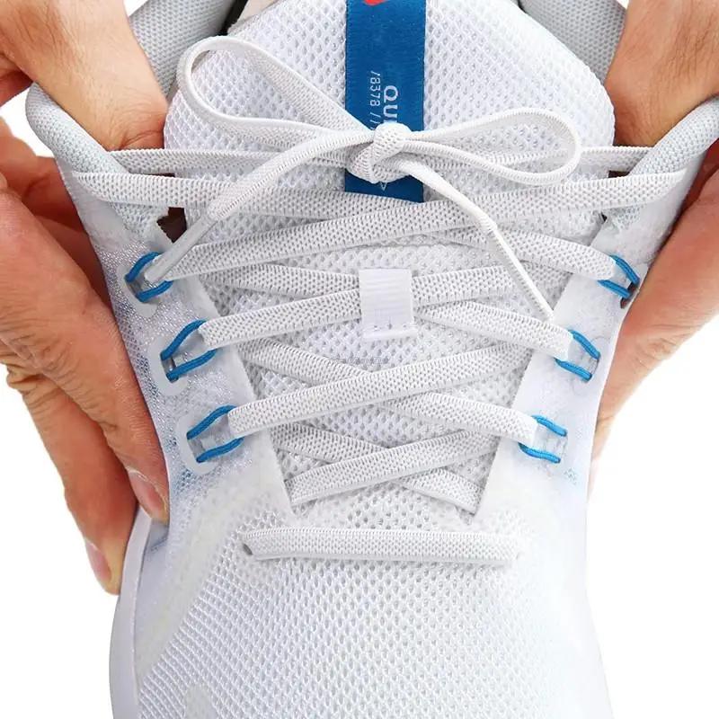 Elastic Flat Classic Sneakers Shoelaces 7 Mm Width Shoelaces for Kids Adults Shoe Laces Rubber Bands for Shoes Accessories 1Pair