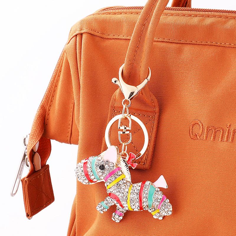 Diamond studded, Zebra keychain, Year of the Horse, Metal Pony Key Pendant, Creative Gift