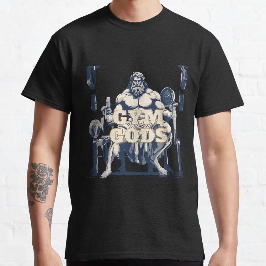 Red Dumbbell Ancient Greek God Zeus Gym God Greek God Bodybuilding Weight Lifting Cotton Print Plus Size T-shirt for Gym Lover