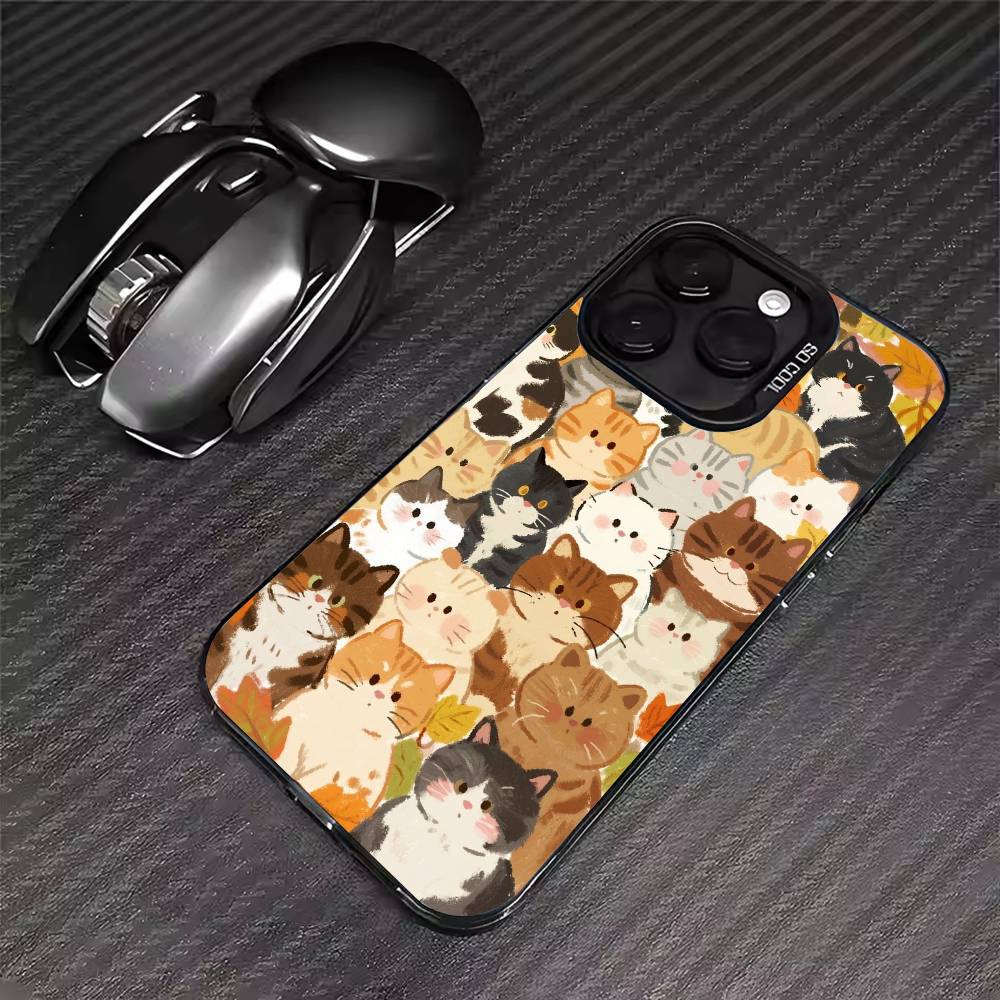 Popular Coffee Cat Cartoon Phone Case For iPhone 17 16 15 14 13 12 11 Pro Max XS Max 7 8 Plus Shockproof Silicone Matte Cover