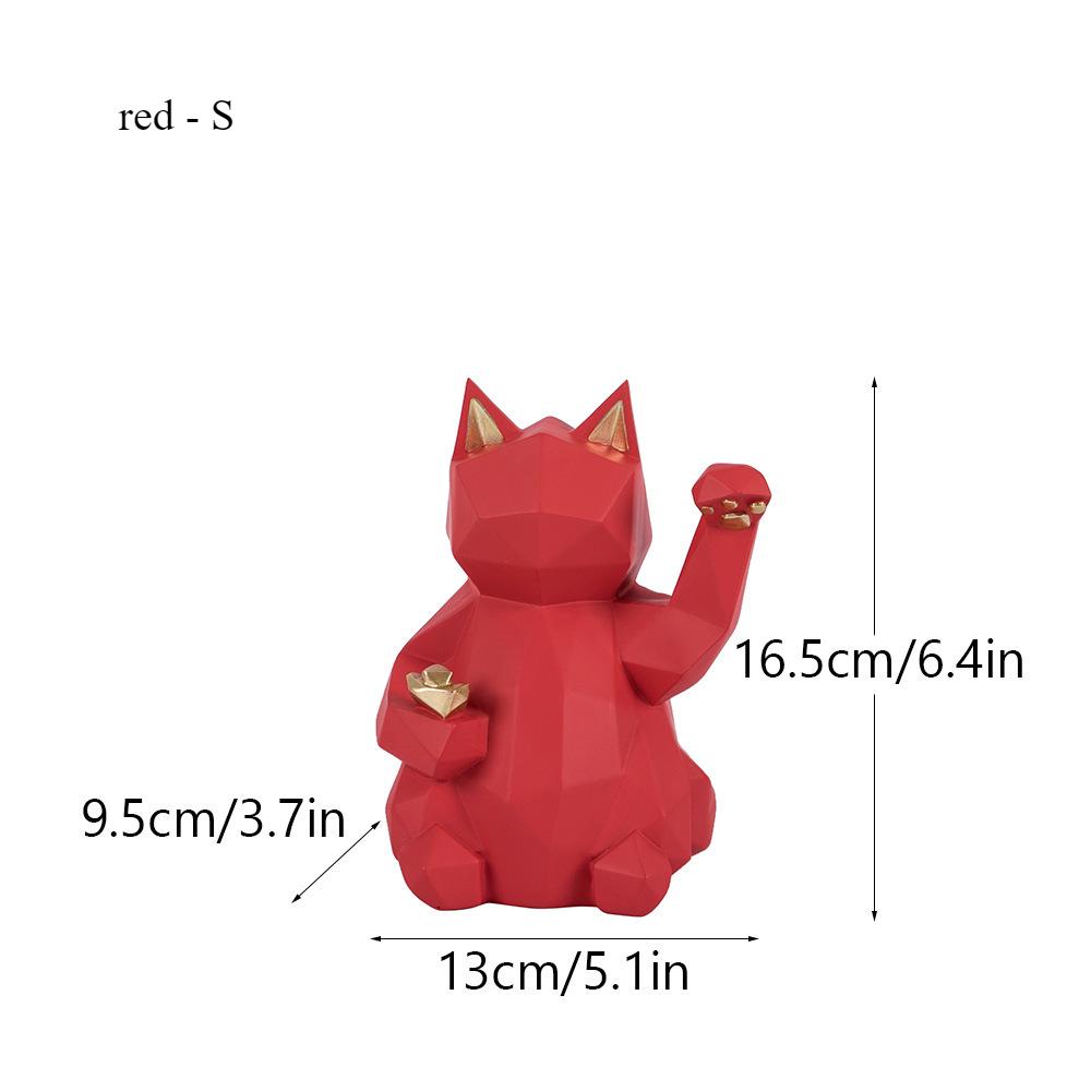 Europejski Matowy Geometryczny Ornament Kotka Szczęścia Salon Biurko Dekoracja Domu Rzemiosło z Żywicy