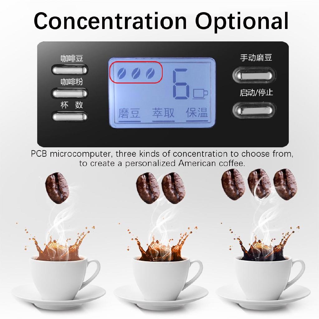 1200ml 220V Electric Coffee Maker Machine Household Fully-Automatic Drip Coffee Maker Tea Coffee Pot Kitchen Appliance 1000W