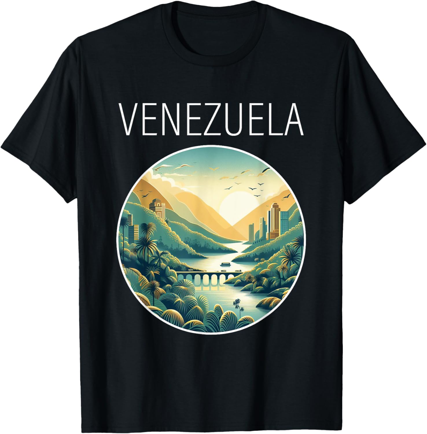 

Venezuela Scenery Art Deco TShirt Woman Man Summer Outdoors Vintage Aesthetic High Quality Cotton Graphic T Shirts Fashion S