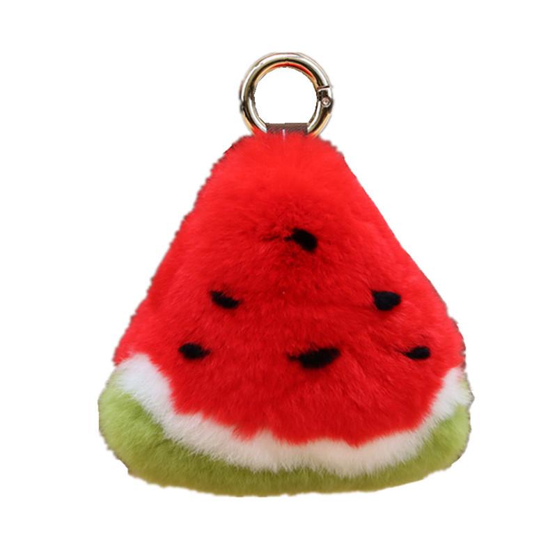 Rex Rabbit Hair Watermelon Bag Pendant Plush Mobile Phone Keychain Pendant Fashion Fur Bag Pendant Accessories