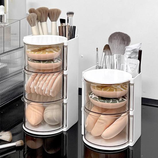 

Makeup Holder Bracelet Storage Box Large Brush Hair Accessories Organizer Dual Layer білий