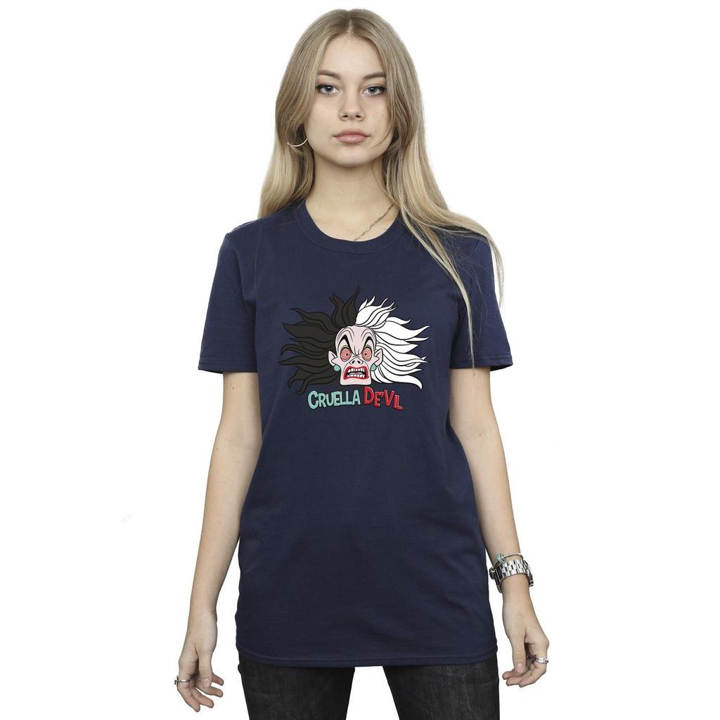 Disney Womens/Ladies 101 Dalmatians Cruella De Vil Crazy Mum Cotton Boyfriend T-Shirt