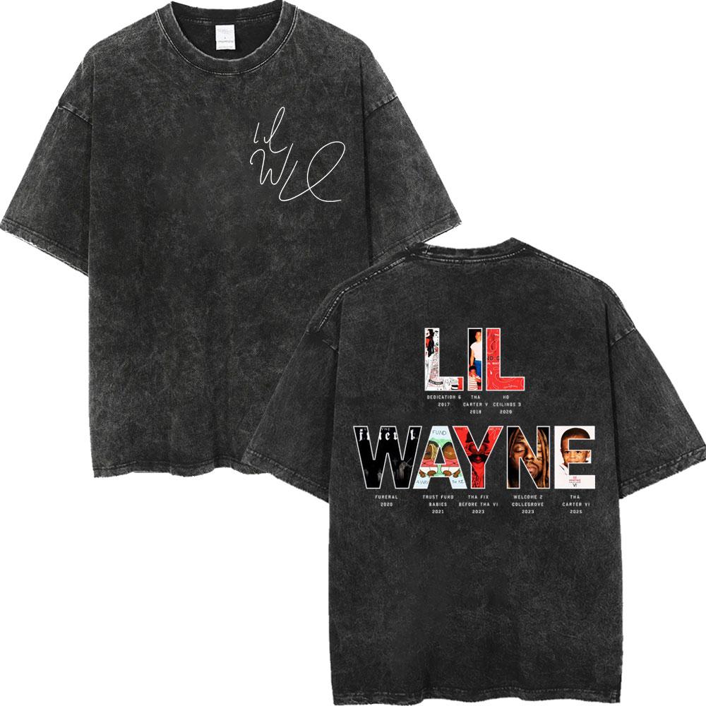 Vintage Washed Rapper Lil Wayne Graphic T Shirts Men Women High Quality Fashion Oversized Tshirts Summer Casual Cotton Tshirt