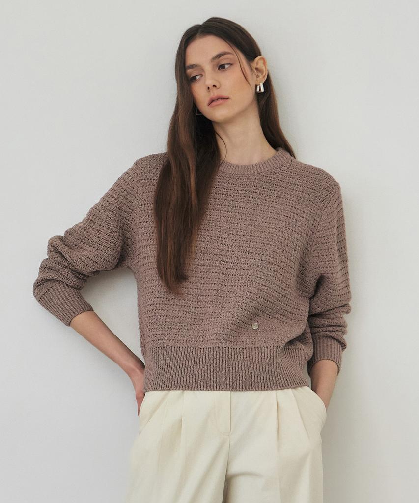 ARTID Volume Textured Round Knit_Beige
